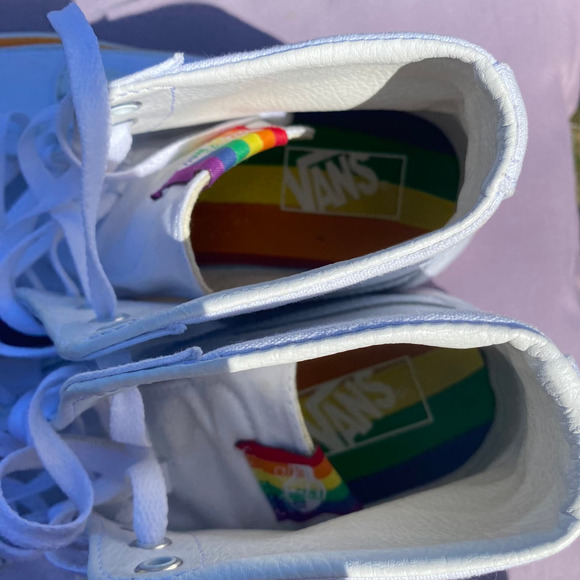 Vans SK8 Hi Tapered Rainbow Foxing True White Men's Skate Shoes Size 11 721356 - Picture 10 of 11